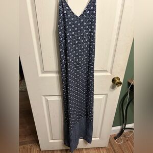Old Navy Navy Blue Patterned Maxi Dress